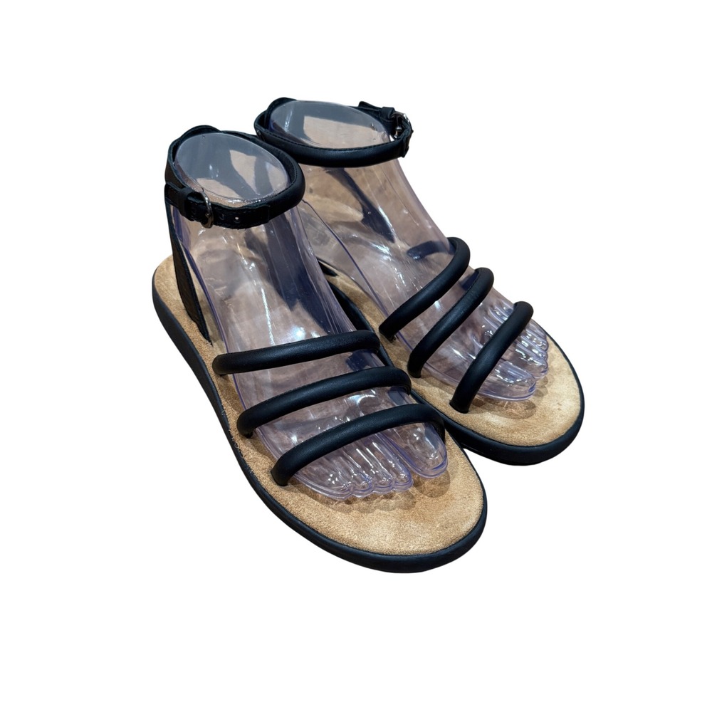 Clarks Jemsa Black Leather Strappy Minimalist Sandal Womens 7.5 M Casual Neutral